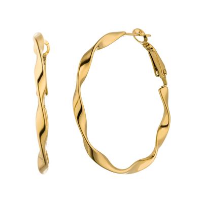 Paar Creolen JOBO "gedreht", gold (goldfarben), Ohrringe, Damen, 41mm, Edelstahl, Edelstahl goldfarben 41 mm
