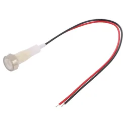 LED Signalleuchte, flach, 230V, Ø10mm, mit Leitungen - Farbe: weiß