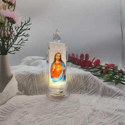 Inspired Living Catholic LED Prayer Candle With Jesus And Virgin Mary Religious Devotional Light a