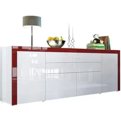 SIDEBOARD La Paz Weiß Hochglanz / Bordeaux Hochglanz