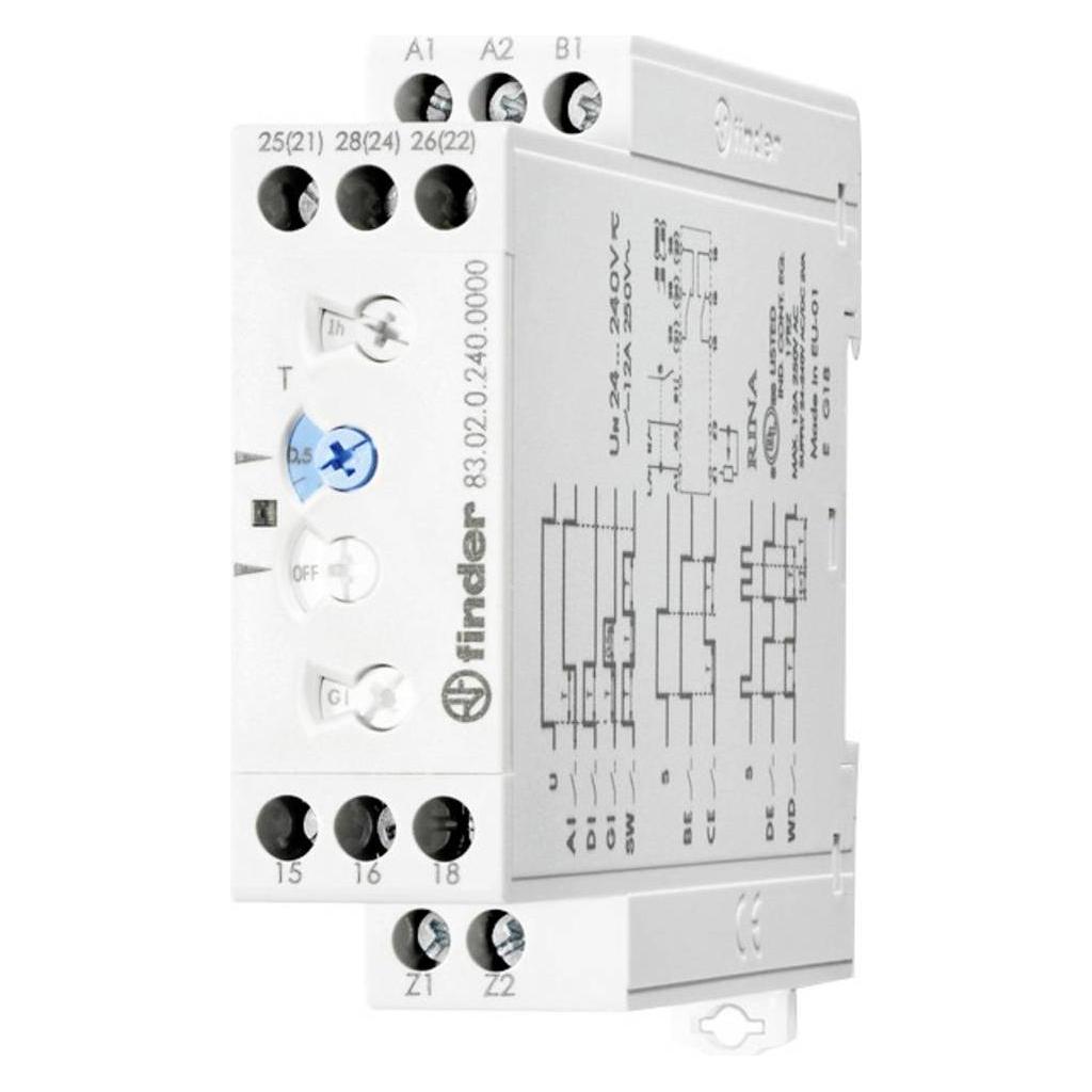 Finder 83.02.0.240.0003 Multifunktions-Zeitrelais mit 8 Zeitfunktionen Zeitrelai (83.02.0.240.0003)