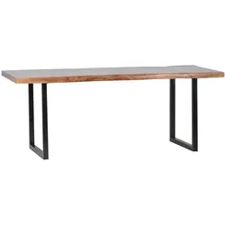 Esstisch 'Vanaja'   160x90 cm, Teak/Antikschwarz Massivholz, Metall Teak