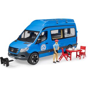 bruder 02684 MB Sprinter Camper, mit Fahrer und Camping-Set, Maßstab 1:16