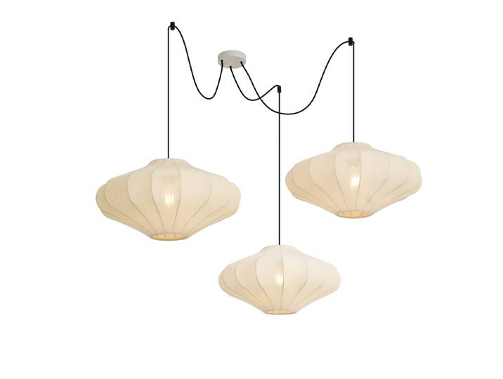 Suspension Japandi beige 50 cm 3 lumières - Plu