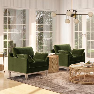 Taylor "Pasadena 36"" Wide Modern Farmhouse Velvet Accent Arm Chair"