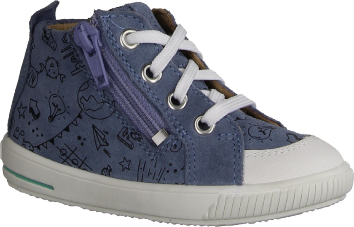 Superfit Moppy 0003628010 Schnürschuhe, Mädchen, Babyschuhe, Leder, Blau, - Kinderschuhe Lauflernschuhe Gr. 18 - 26, Blau, leder/effektleder (velour)