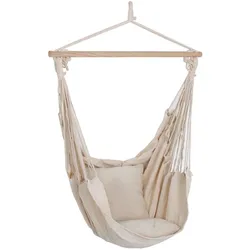 Hängesessel Hängesitz Hängestuhl Hängematte Schaukel Sessel mit 2 Kissen Beige