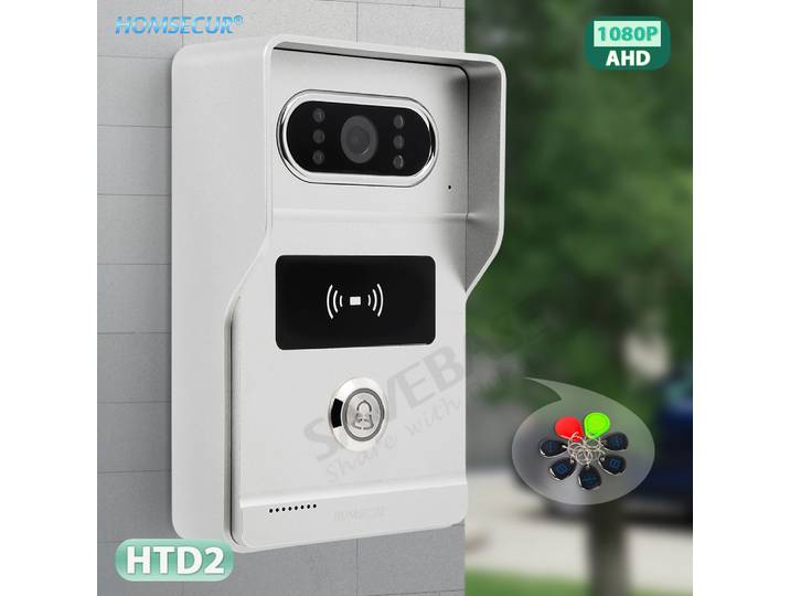 Caméra de sonnette HD à 4 fils à montage en surface HTD2 120 ° Angle de vue RFID Accès pour interphone vidéo domestique HOMSECUR 1080P