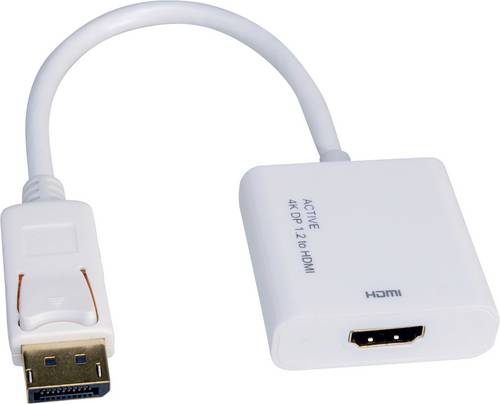 Roline DisplayPort / HDMI Adapterkabel DisplayPort Stecker, HDMI-A Buchse 0.15 m Weiß 12.03.3160 DisplayPort-Kabel