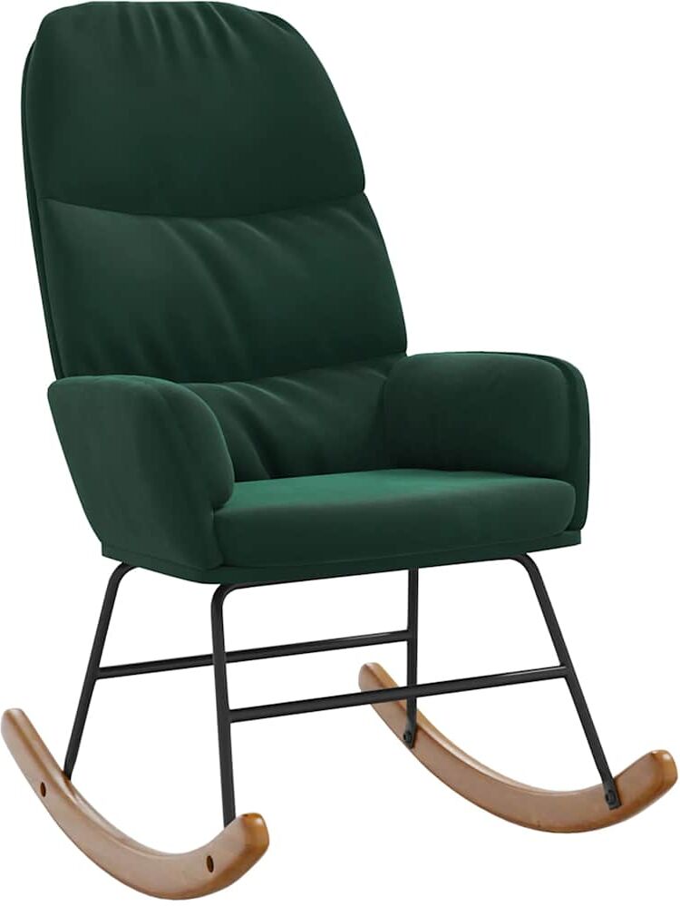vidaXL Fauteuil à bascule velours vert foncé