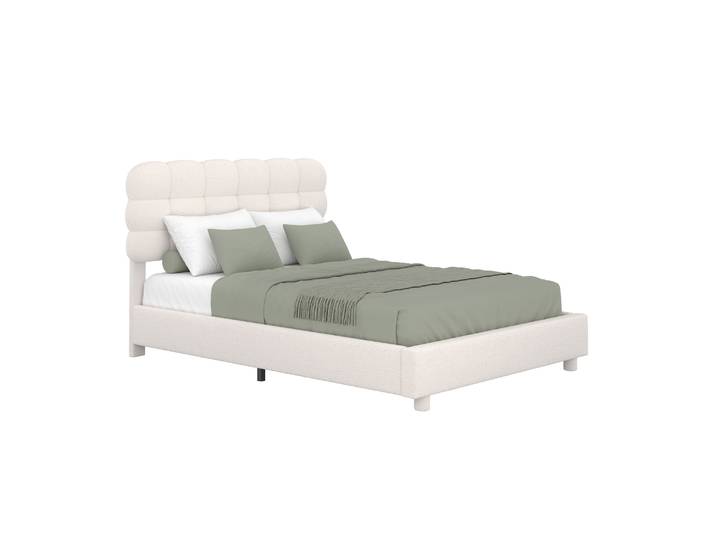 Polsterbett Bouclé KIRSTEN 140 x 200 cm creme