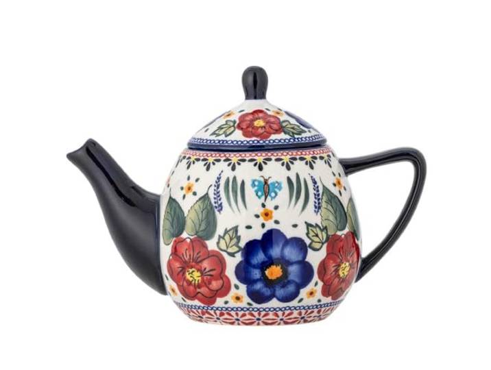 Bloomingville Teekanne FLORIST mit Blumen 900 ml Kanne mit Deckel