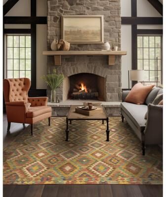 Vista Home Marissa Washable Tribal Inspired Gold/ Multi Indoor Area Rug Mat