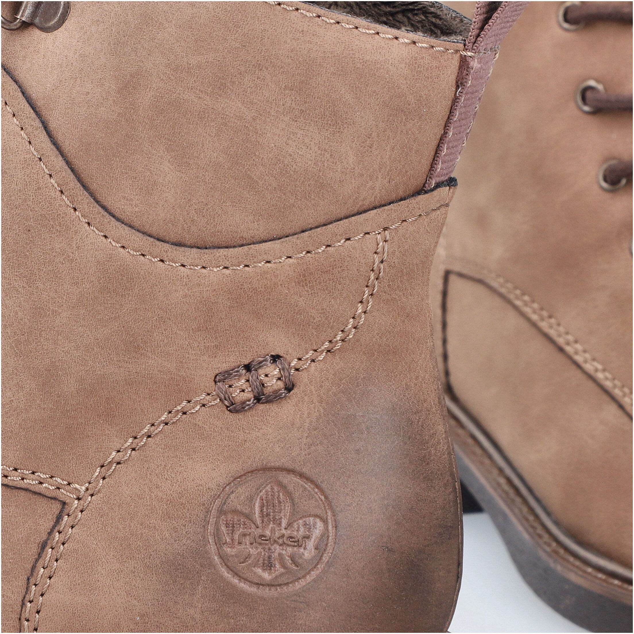 Schnürstiefelette RIEKER, Damen, Gr. 43, wärmend, braun, Lederimitat, used, Basic, Schuhe Schnürstiefelette, Schnürboots, Casual-Boots in aktueller Used-Optik