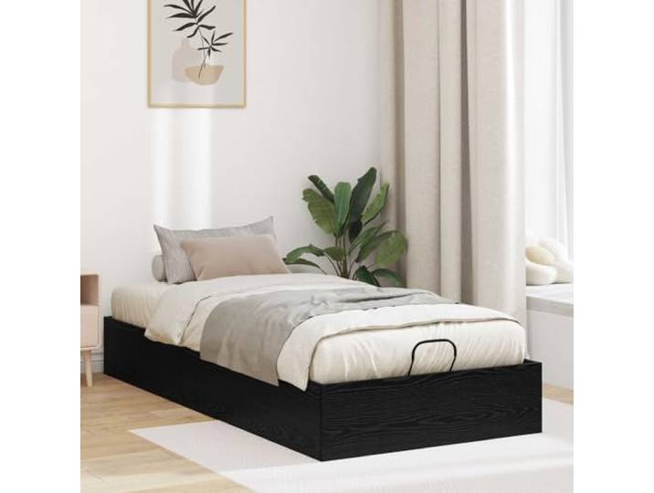 WDGJJFECNMUEHI Holzspanplatte Gaslift Schwarz 193 x 90 x 25 cm Ottoman Bettgestell Schwarz Eichen-Optik 193x120x25 cm Stauraum mit Gaslift Spanplatte