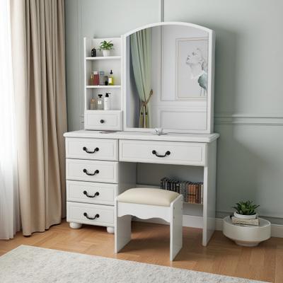 ZWYO HOSIMU "35.43"" Vanity Desk Set with LED Mirror (3-Color Adjustable Lighting) and 6 Drawers"
