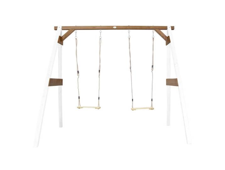 Schaukel Double Swing, Braun, Weiss, Holz, Tanne, 254x207x160 cm, Fsc, EN 71, Freizeit & Co, Outdoor-Spielzeug, Schaukel