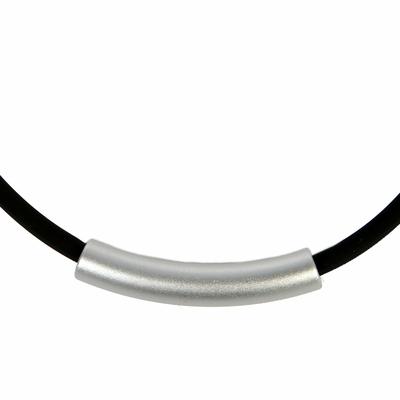 Collierkettchen DEMARIE "eloxierte Aluminium Collierkette", silber (silbergrau), Halsketten, Damen, 45,0cm, Metall, L: 45 B: 8mm, glänzend, matt, B:8mm