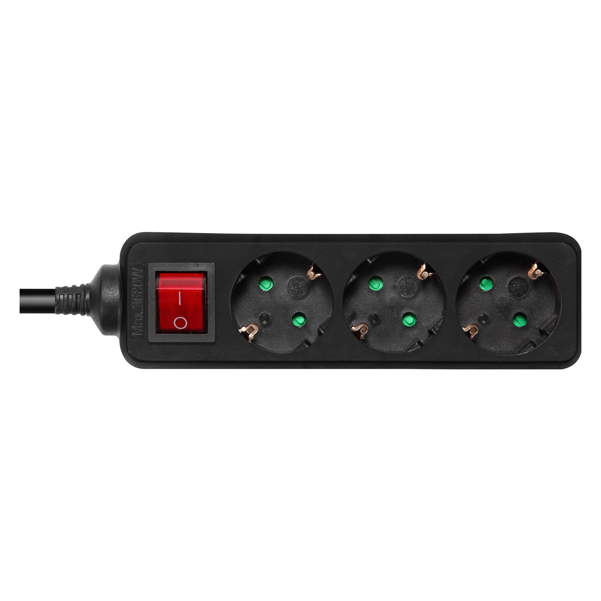 Deltaco GT-0362 power extension 3 AC outlet(s) Indoor Black (3x, Typ 25, 5 m) (GT-0362)