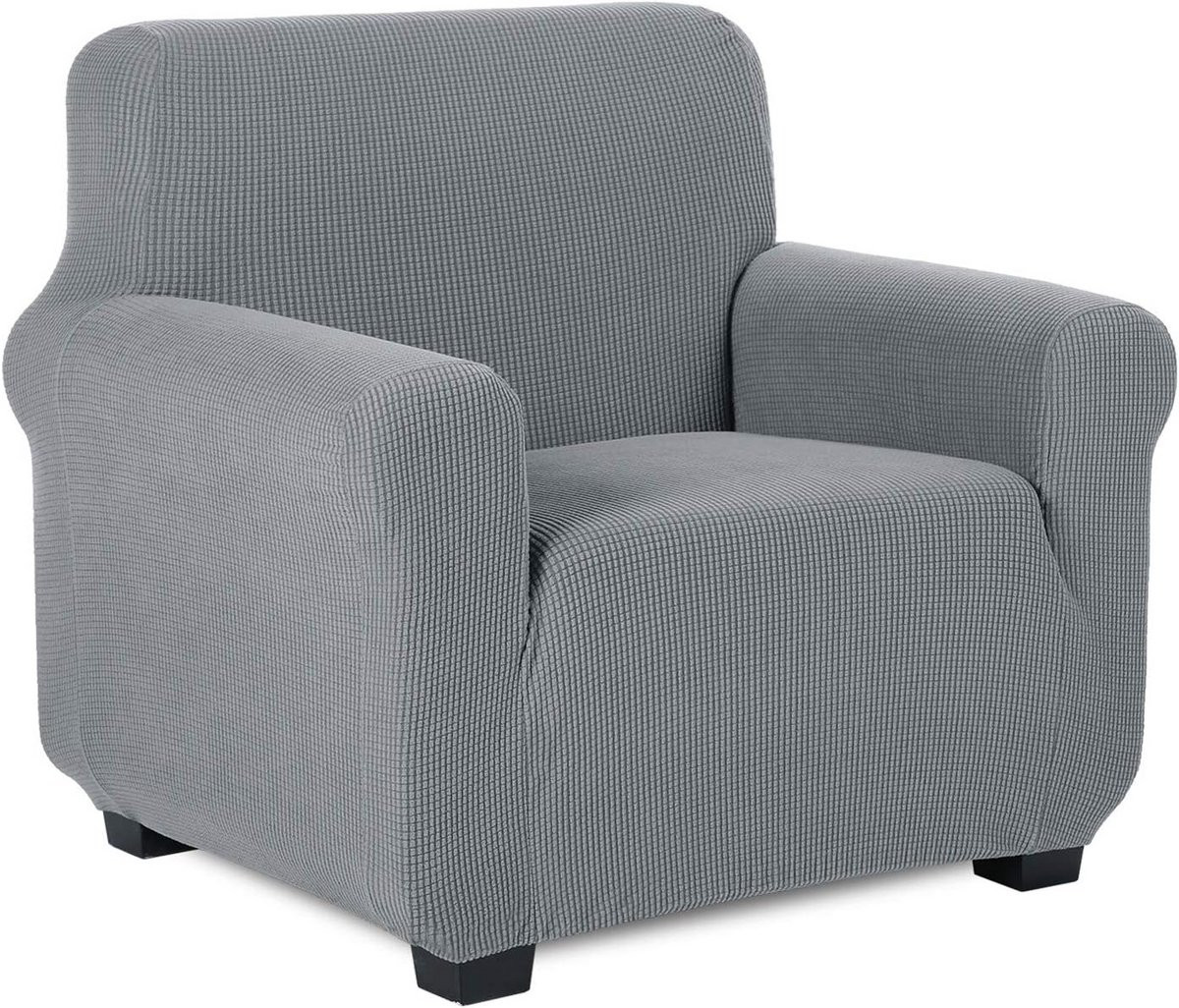 Lichtgrijze elastische jacquard bankhoes voor 1-zits banken