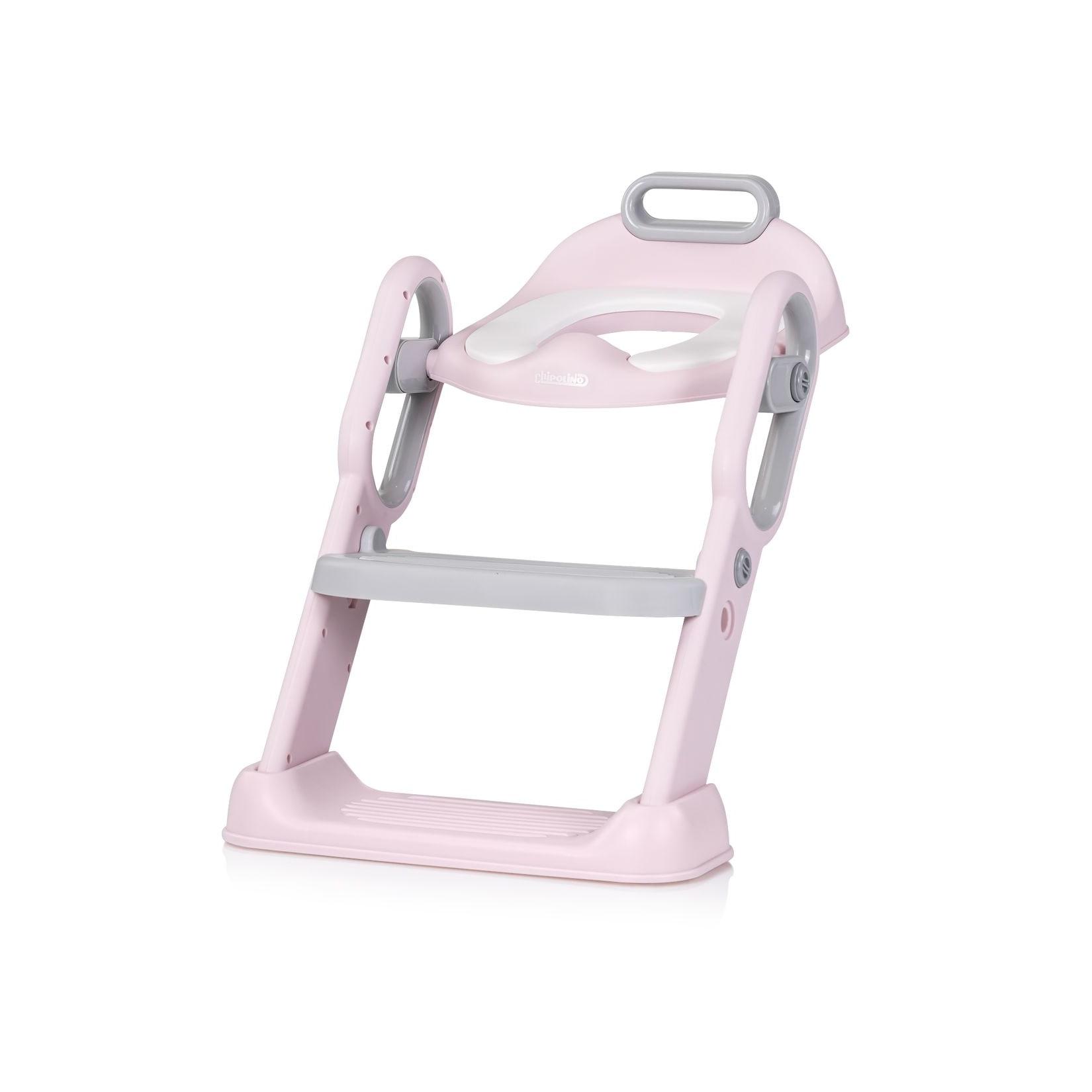 Chipolino Toilettentrainer Flippy höhenverstellbare Fußstütze, Toilettenaufsatz rosa