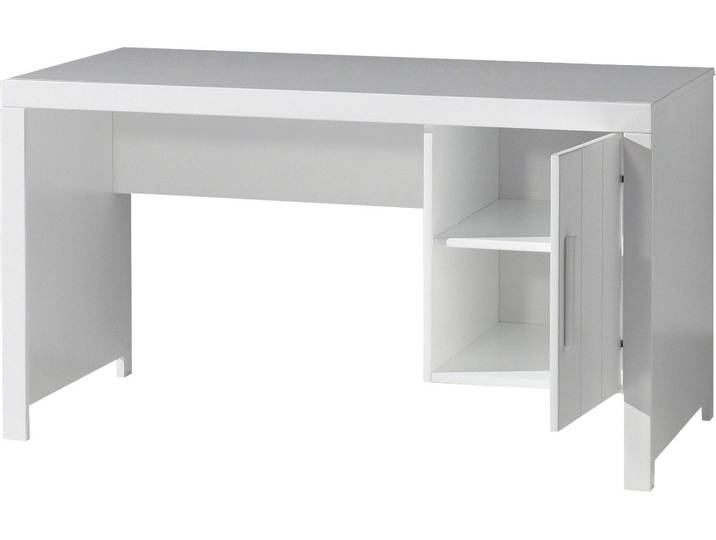 Schreibtisch VIPACK Erik , weiß, B:136cm H:76cm T:72cm, Tische, Schreibtisch, mit großer Arbeitsfläche und Stauraum hinter der Tür
