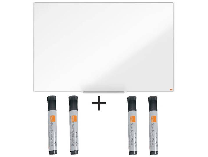 Nobo Pack Tableau blanc laqué Nano clean - L.120 x H.90 cm - 4 marqueurs noir - Magnétique