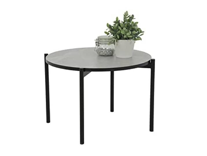 Hela Tische, Couchtisch Jonas, Beistelltisch rund, Holzwerkstoff melaminbeschichtet, Marmoroptik, Metallgestell Schwarz, Ø60 x 42cm