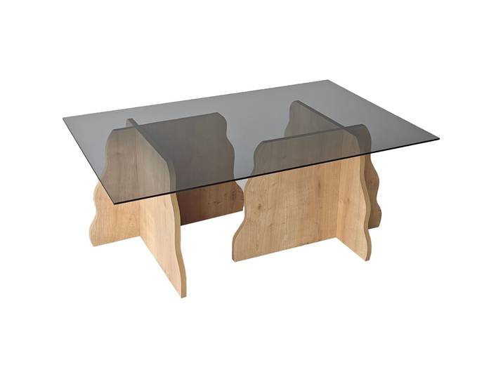 Salontisch Georis Saphir-Eiche, Rauch 100 Prozent Hartglas B 105 T 65 cm - Material: 100% Hartglas