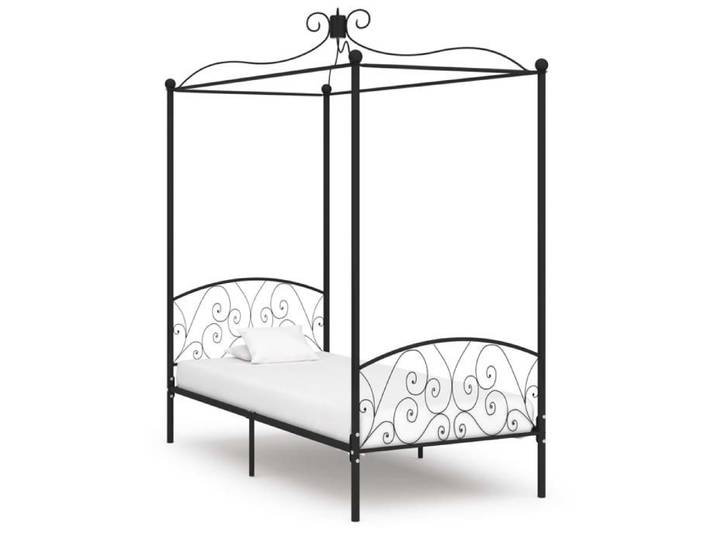 Lit à baldaquin en métal - UU - 100x200 cm - Noir - Métal - Hauteur 28 cm - Design pour baldaquin - Robuste - Durable