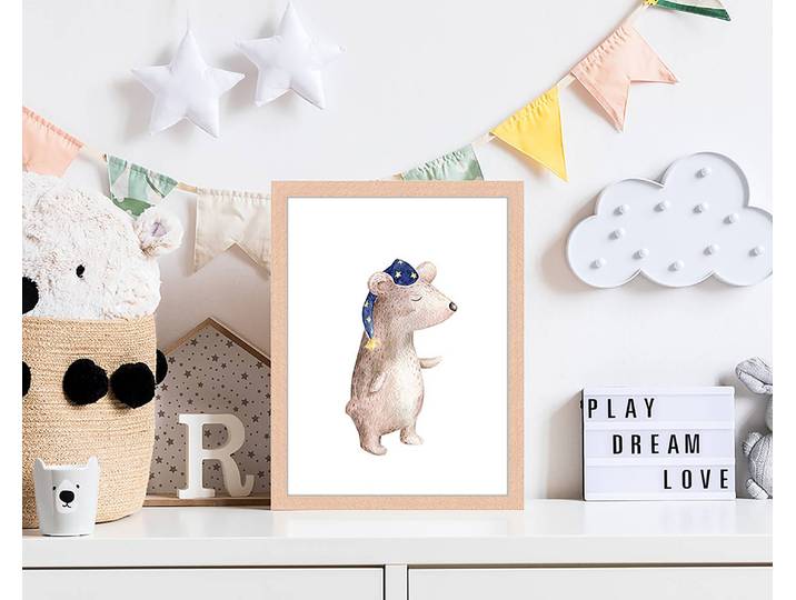 Tableau déco Sleepy Bear 33 x 43cm Multicolore
