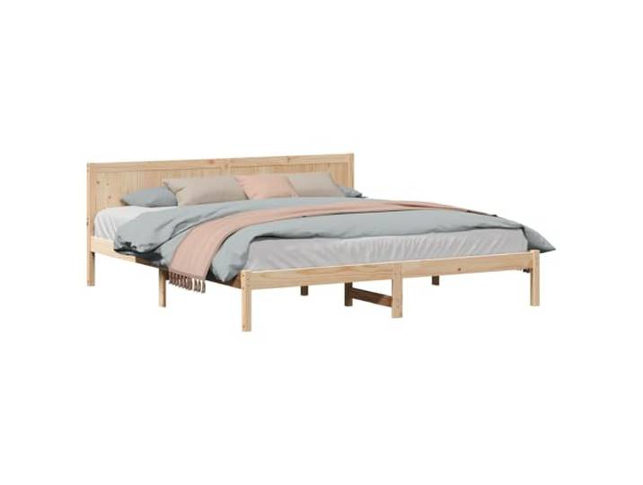 PUGYNBK Bettgestell Braun 200 x 200 cm Kiefer massiv Minimalistisches Design, rechteckige Form, einfache Montage, Reinigung mit trockenem Tuch