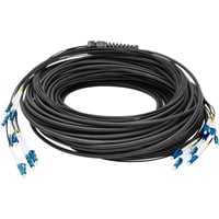 Glasfaser Universal Breakout Kabel, Duplex, LC/UPC Stecker, Singlemode OS2 schwarz, 30 Meter, vorkonfektioniert