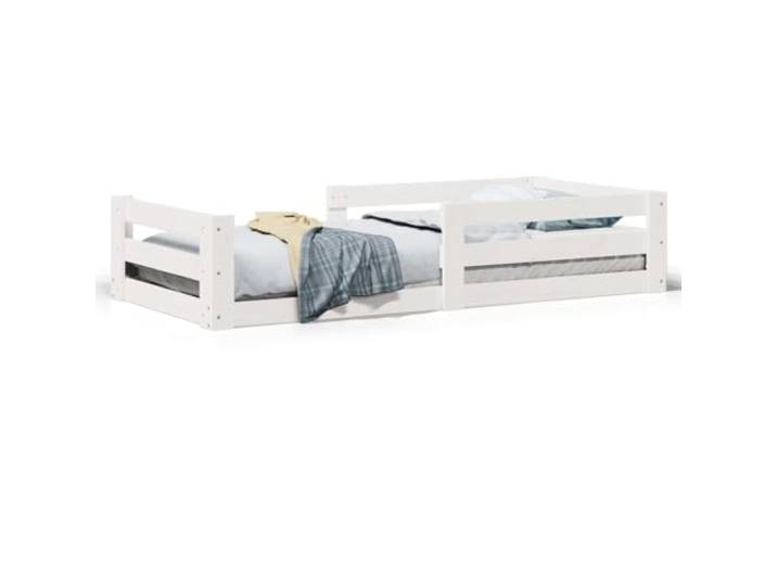 PUGYNBK Bettgestell aus Massivholz, weiß, 75 x 190 cm Lattenrost, Kiefernholz, robust, ohne Matratze, für Schlafzimmer
