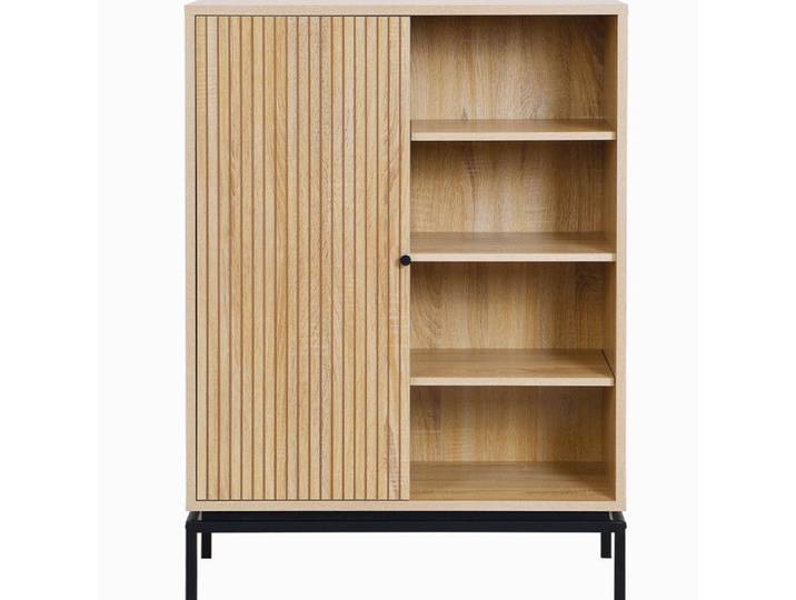 Bibliothèque 1 porte 4 niches effet bois 80 cm - Talia