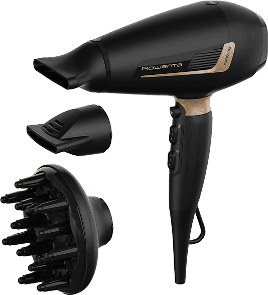 Secador - Rowenta Pro Expert CV8840F0, 2200 W, Motor AC, Tecnología iónica, 3 temperaturas, 2 velocidades, Negro y cobre
