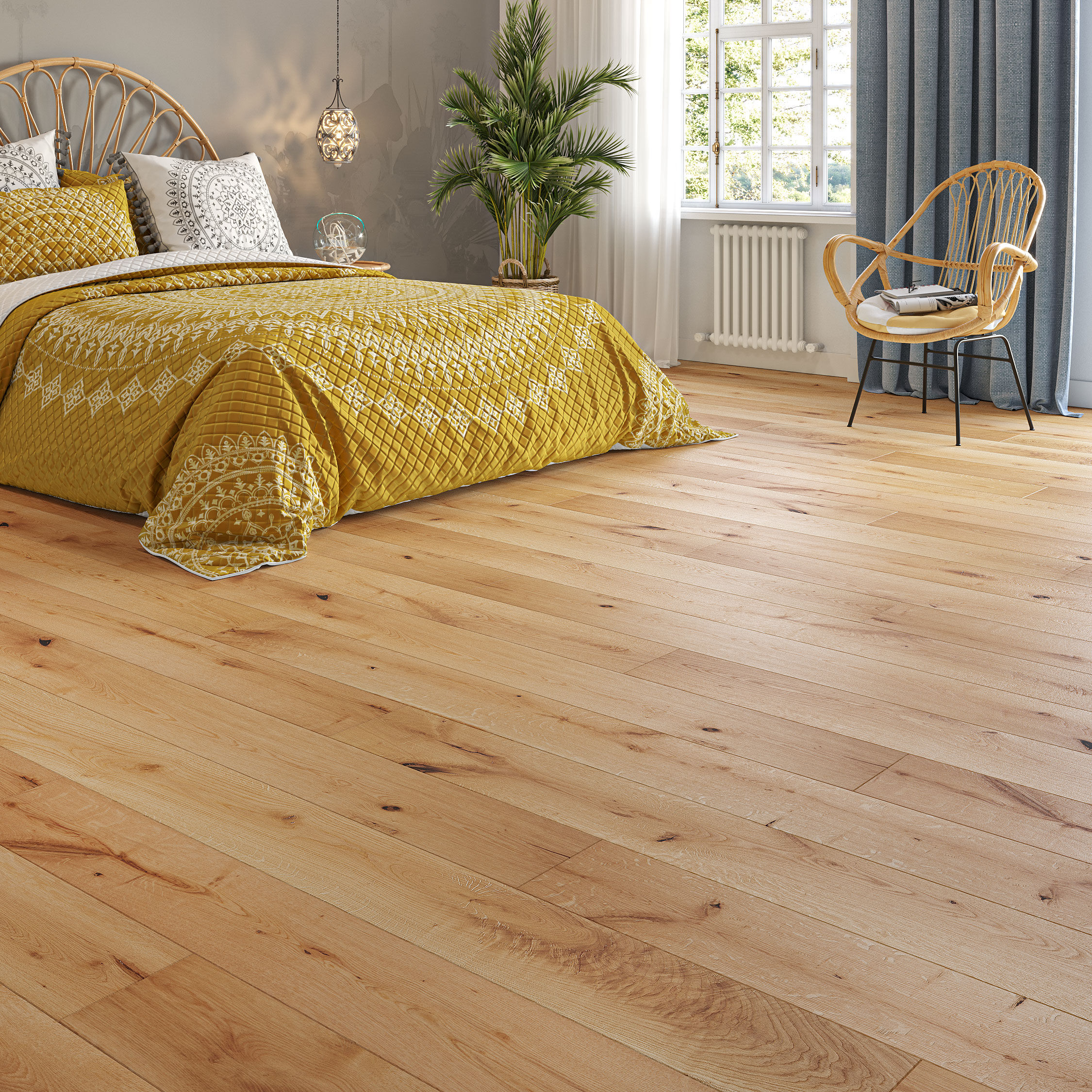 Luxury Flooring Natural Engineered Oak Brushed & Oiled Flooring - 14mm x 1900mm x 190mm