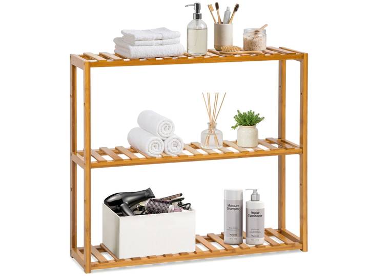Bambus Badregal 3 Böden 60x15x54,5cm - braun