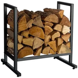 Relaxdays Modernes Kaminholzregal aus Metall Schwarz