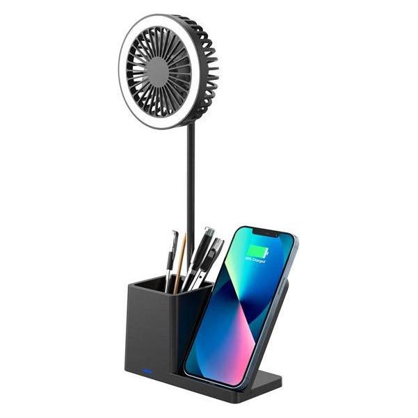 S-Link Asztali Ventilátor - SL-M9055 (Wireless charge 10W, fekete) (PERSLISL-M9055B)