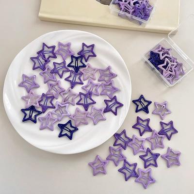 DynamicDeals Sweet Starshine Star Hair Clips Set Colorful Kawaii Hair Barrettes For Girls purple 20pcs