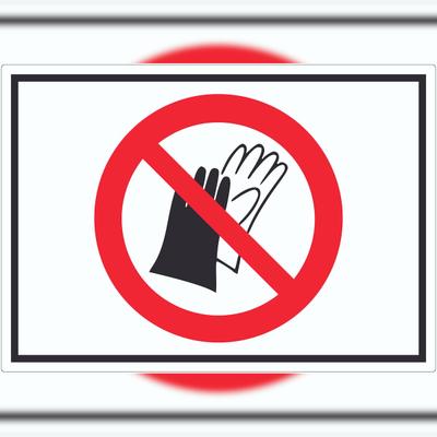 HB-Druck Handschuhe verboten Symbol Aufkleber A8 (52x74mm)