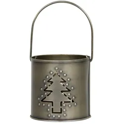 Chic Antique Hurricane Windlicht mit Dekor, H8,5/D8 cm, Tannenbaum