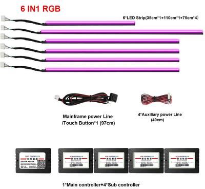 Uplift Treasures RGB Symphony Car Ambient Light Kit 6 in 1 64 Color Rgb