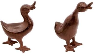 Achla Designs Pair of 2 Ducklings Outdoor Garden Statue, 6.5 Inch Tall, Bronze