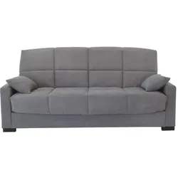 Conforteam, Sofa + Bettsofa, 3-Sitzer-Schlafsofa – Hellgrau – 14 cm Matratze – 130 x 190 cm – MEGAN (3-Sitzer)