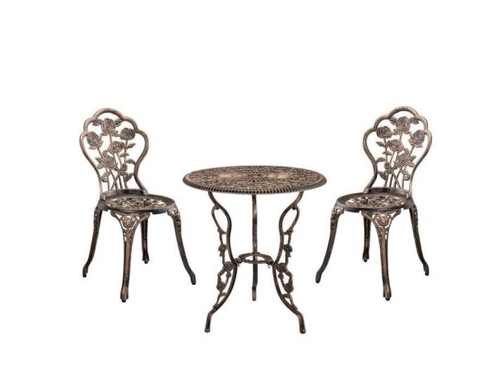 casa.pro Kit de bistro alliage fonte bronze table+ chaise kit de 3 antique garniture de jardin