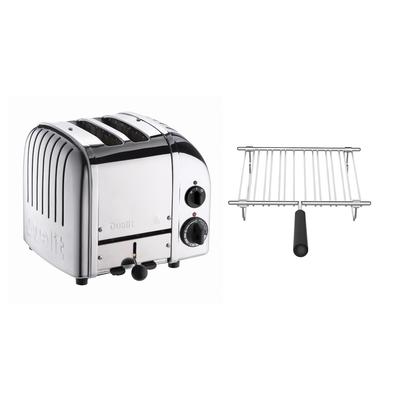 Dualit Toaster Paket 1, 2er Toaster mit Brötchenaufsatz poliertes Metall