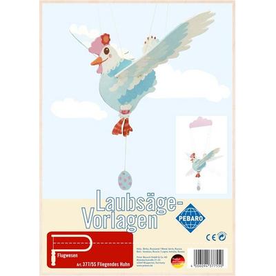 PEBARO 377/5S - Laubsägevorlage Mobile Fliegendes Huhn, 2 Platten, Größe DIN A4
