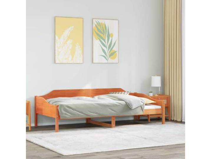 YNGBHFNOP Massives Kiefernholz Bettgestell Modernes Design 90x200 Braun Massivholzbett ohne Matratze Wachsbraun 90x200 Kiefernholz Bettgestell Stabil Modernes Design Lattenrost Schlafzimmer